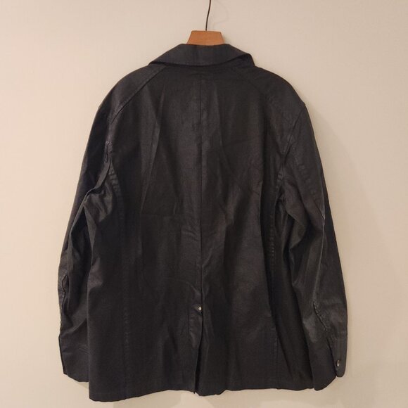 SYN Jeans Waxed Denim Jacket Black Mid Length Blazer Biker Buttons Mens 2XL NEW - Picture 9 of 16